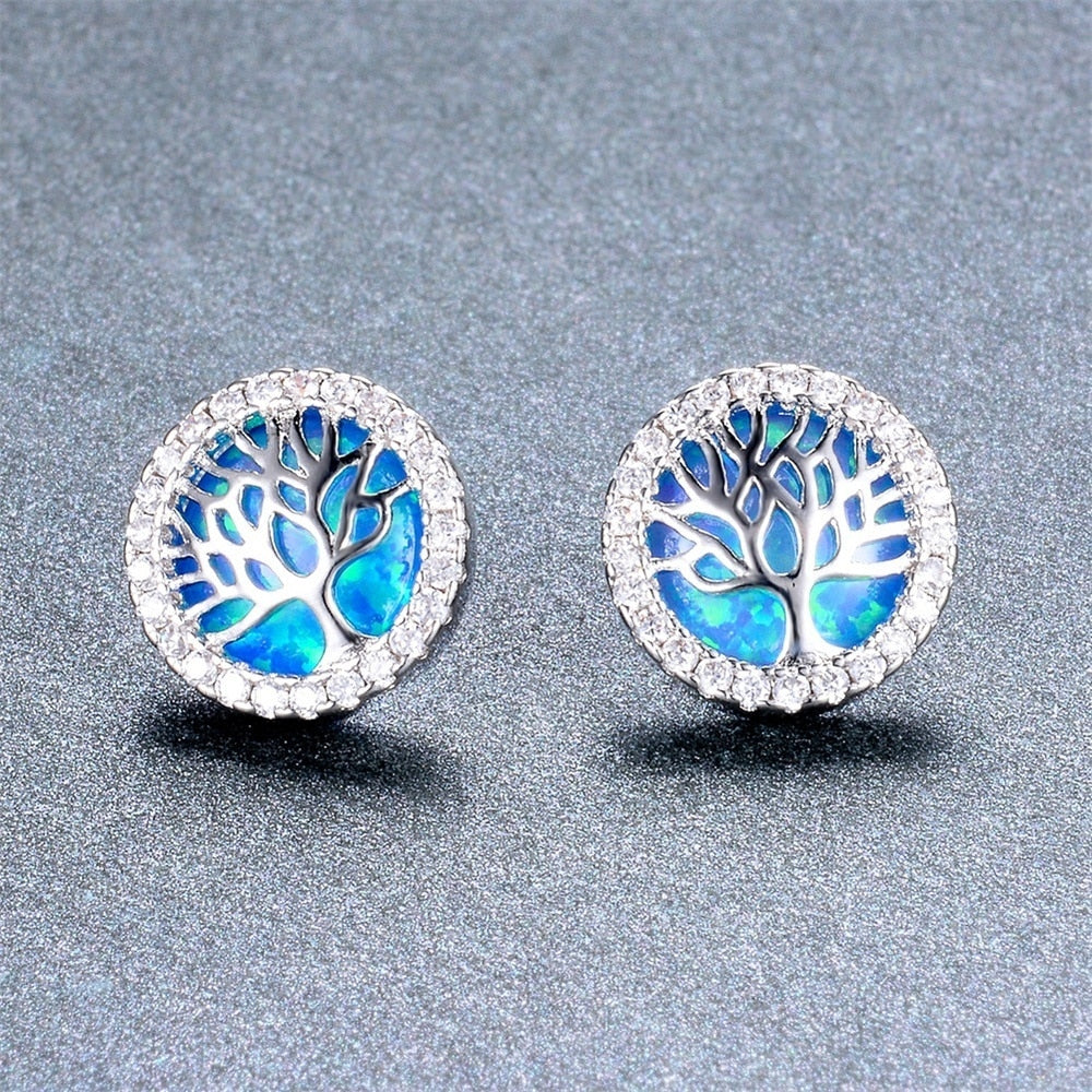 Tree Of Life Cubic Zirconia Stud Earrings