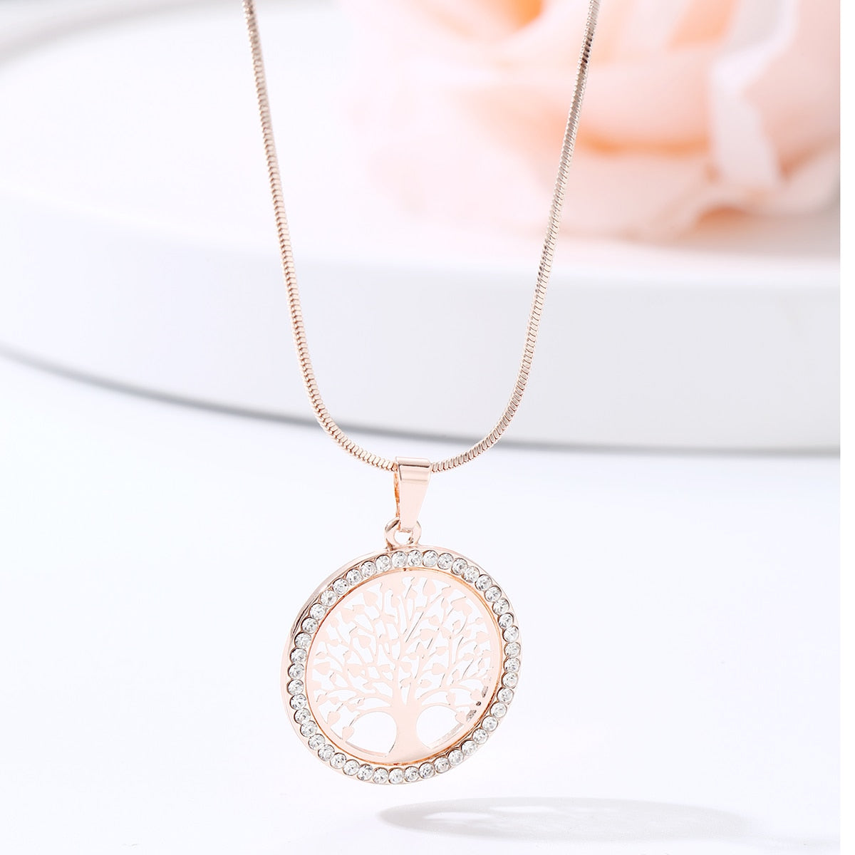 Hot Small Tree of Life Crystal Pendant Necklace for Women Gifts