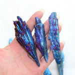 Natural Quartz Crystal Jet stone Rainbow Titanium Cluster  Mineral Specimen Healing