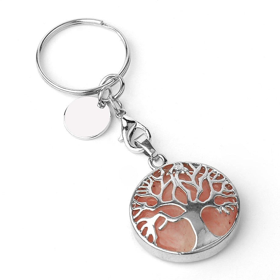 Luxury Crystal Stone Tree of Life Keychain