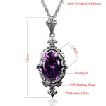 Carved Purple Gems Pendants Necklace