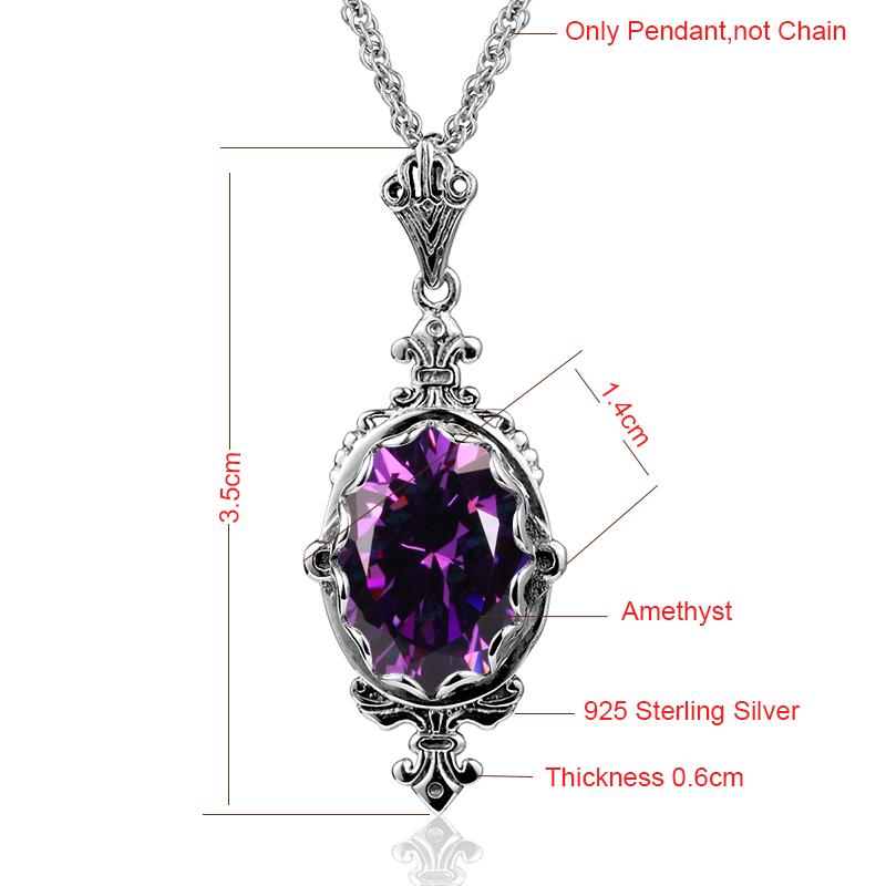Carved Purple Gems Pendants Necklace