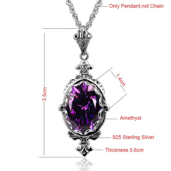 Carved Purple Gems Pendants Necklace