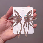 Exaggerated Crystal Geometric Flower Stud Earrings