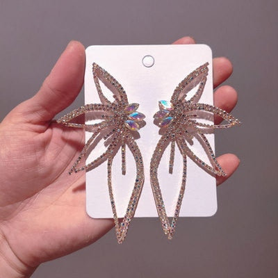 Exaggerated Crystal Geometric Flower Stud Earrings