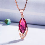 Rose Gold Color Red Ruby Pendant Necklaces