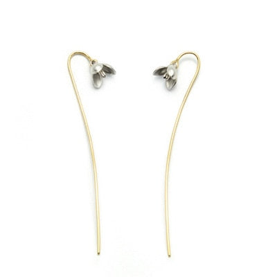 925 sterling silver Long Flower Earrings