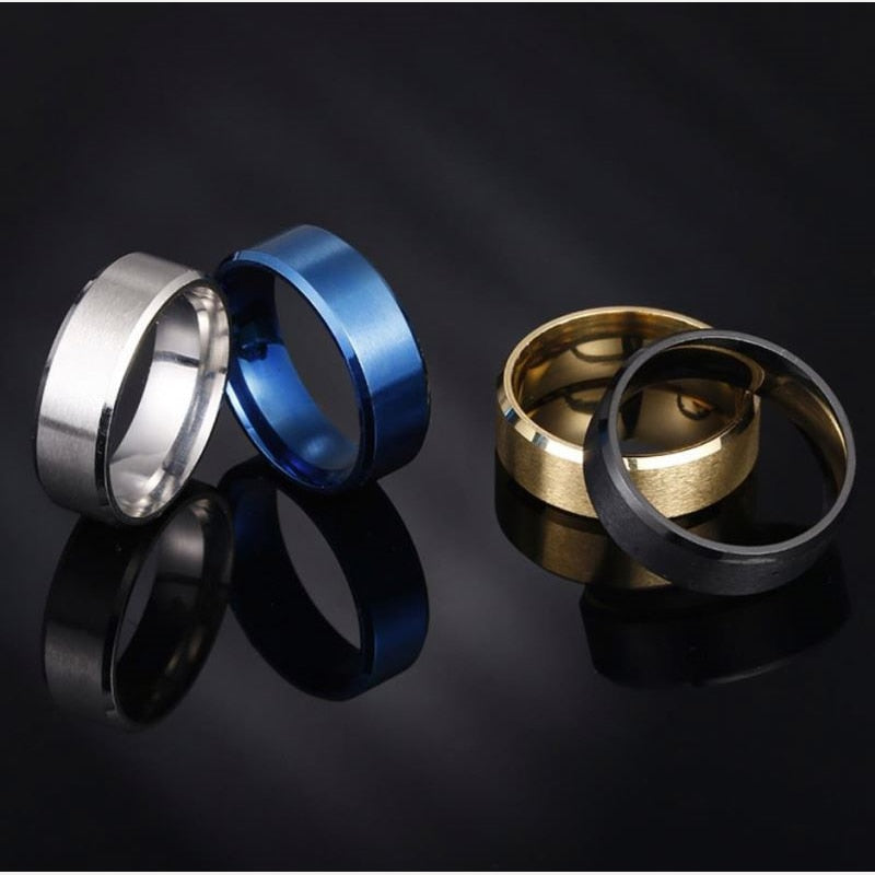 8mm Matt Stainless Steel Simple Design Plain Rings