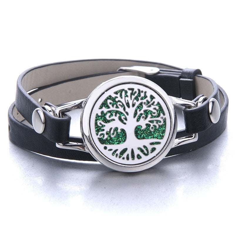 Oil Diffuser Locket Leather Bracelet