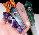 Natural crystal healing quartz crystal point wand gemstone smoking pipe