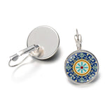 Blue Mandala Print Art Earring