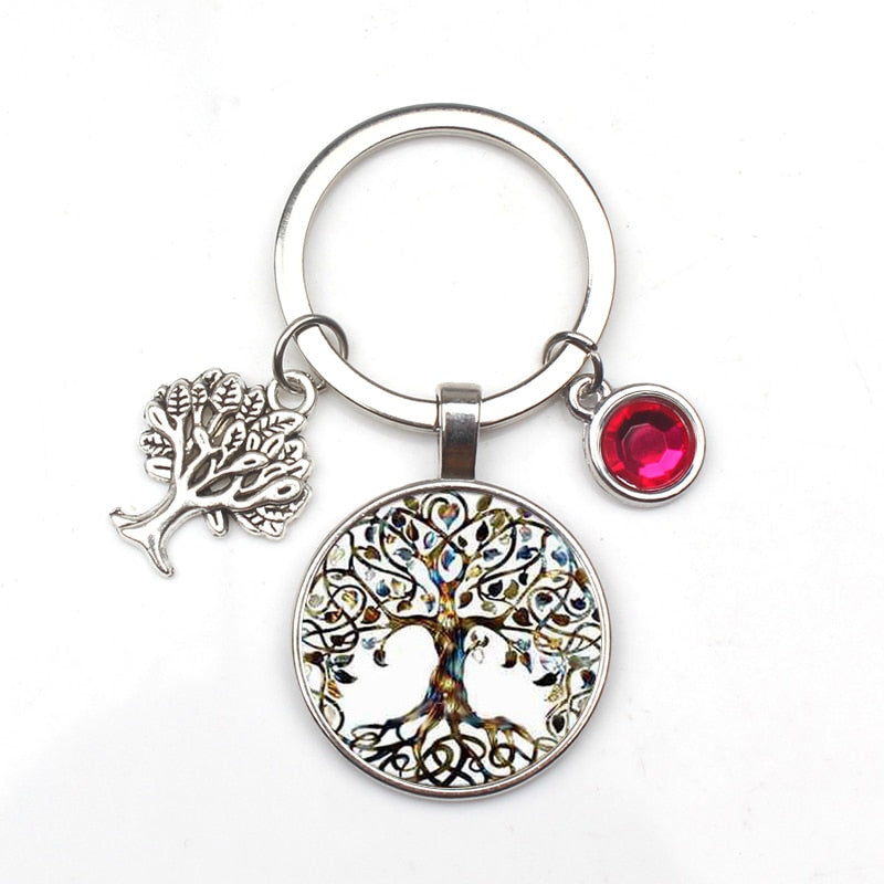 Crystal Stone Tree of Life Keychain