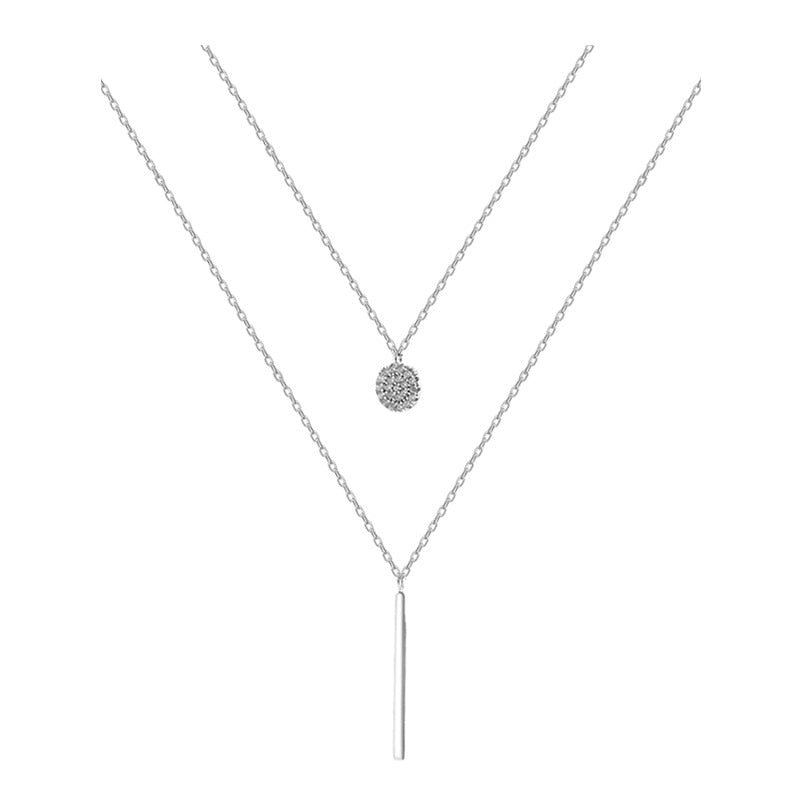 Double layer Necklace Round Shiny Full Zircon Long pendant