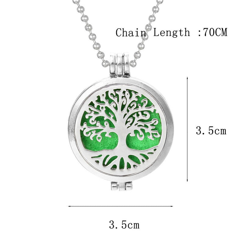 Tree of Life Aroma Necklace Essential Oils Diffuser Necklace Locket Pendant Free with 10pcs Oil Pads
