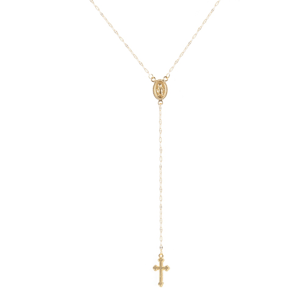 Cross Religious Rosary Pendant Women Necklace – Crystal Candle Hub