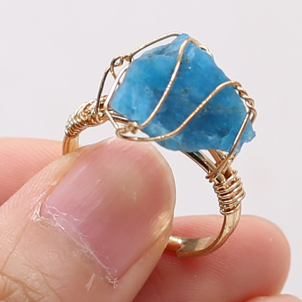 Wire Wrap Amethysts Quartzs Finger Ring