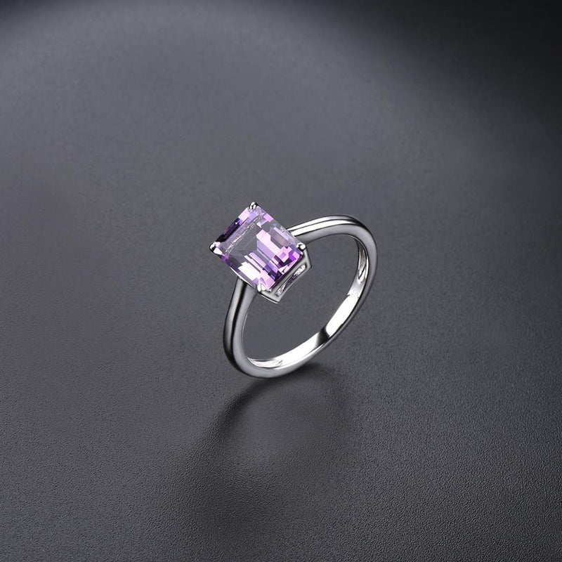 Natural African Amethyst Silver Women's Ring