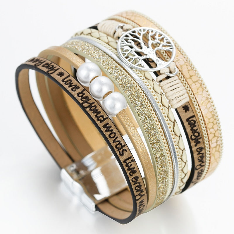 Tree Of Life Women Leather Bracelet