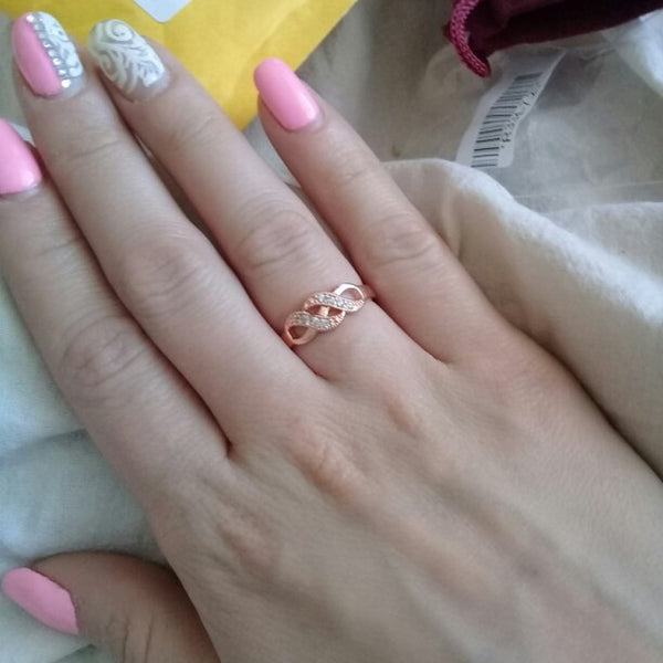 Wave Shape Rose Gold Color Wedding Finger Ring For Women