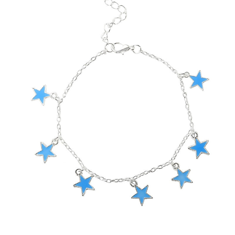 pentagonal star tassel anklet
