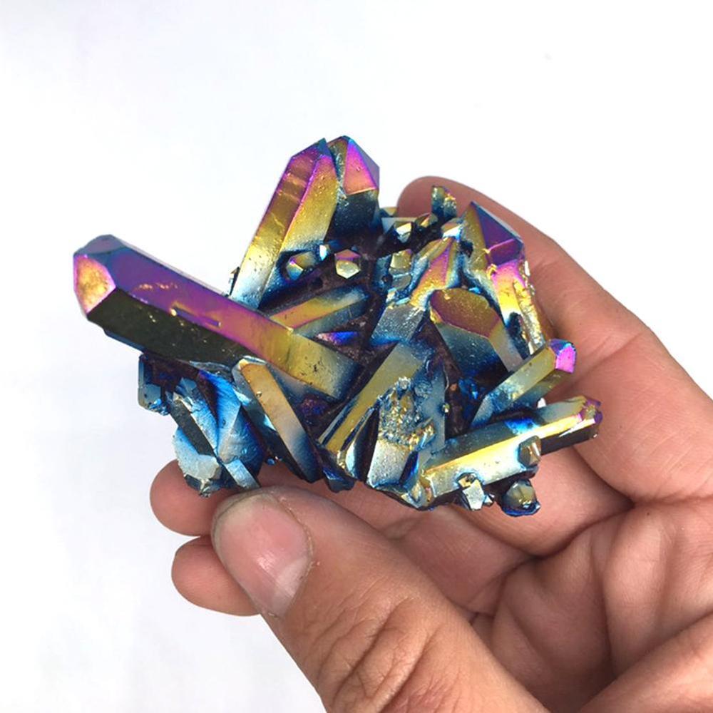 Natural Quartz Crystal Rainbow Titanium Cluster Rare Decoration Craft Reiki Stone