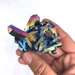 Natural Quartz Crystal Rainbow Titanium Cluster Rare Decoration Craft Reiki Stone