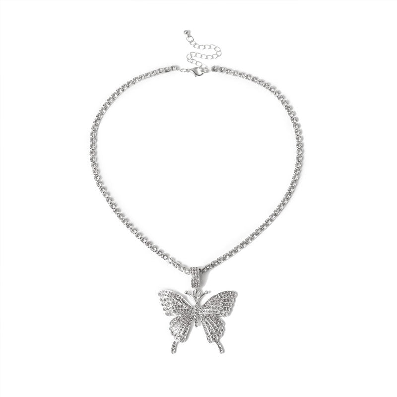 Statement Butterfly Tennis Chain Necklace