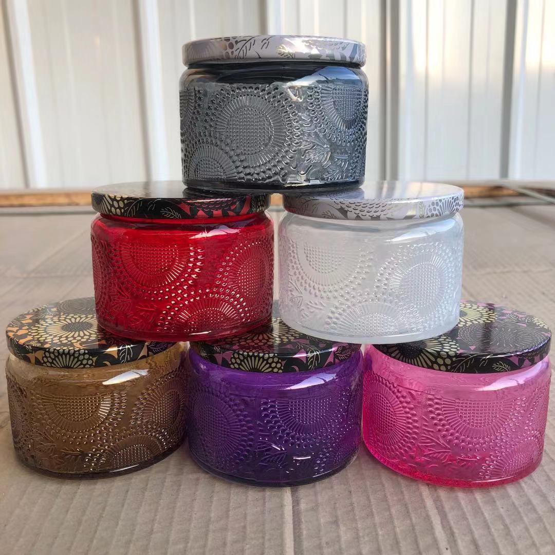 Candle Cup Color Relief Candlestick Glass Candles Jars