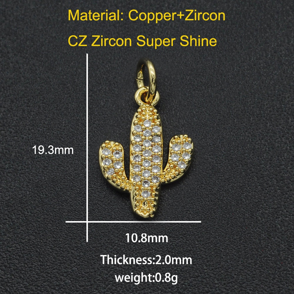 CZ Charms Cactus Necklace Pendant Accessories
