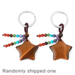 Natural Stone 7 Chakra Keychain Healing Moon Star