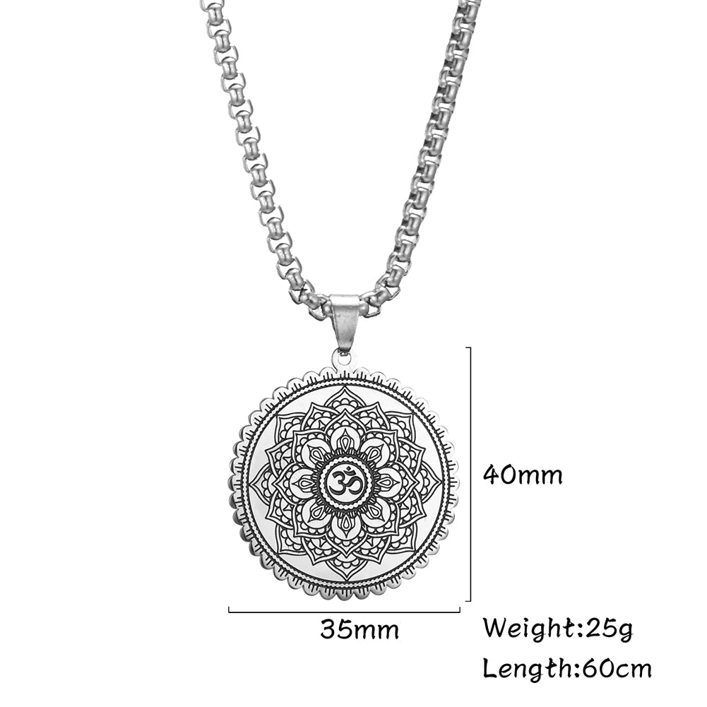 Vintage Buddhism Mandala Yoga Pendant OM Necklace