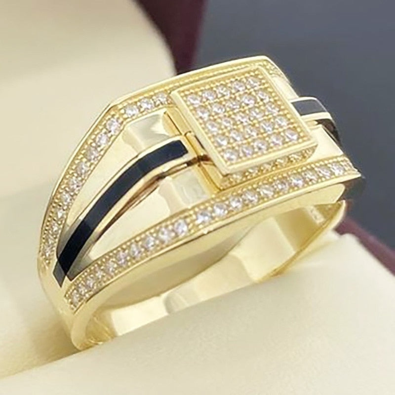 18K Gold Filling Zircon Crystal Wedding Rings