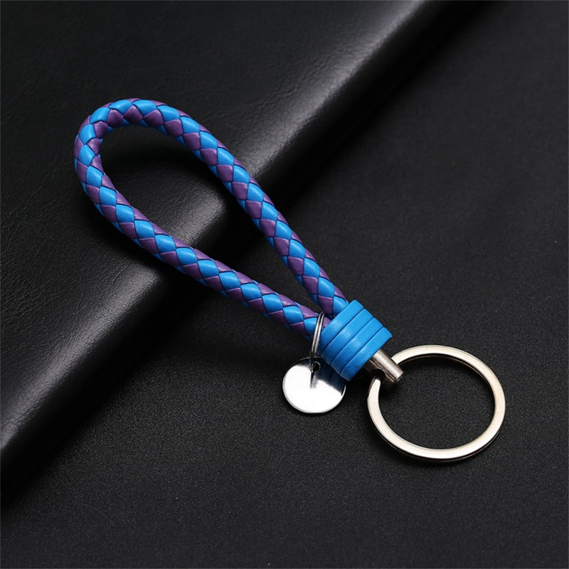 Braided Leather Rope Keychain