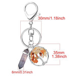 Natural Stone Fluorite Tree of Life Pendants Keychain