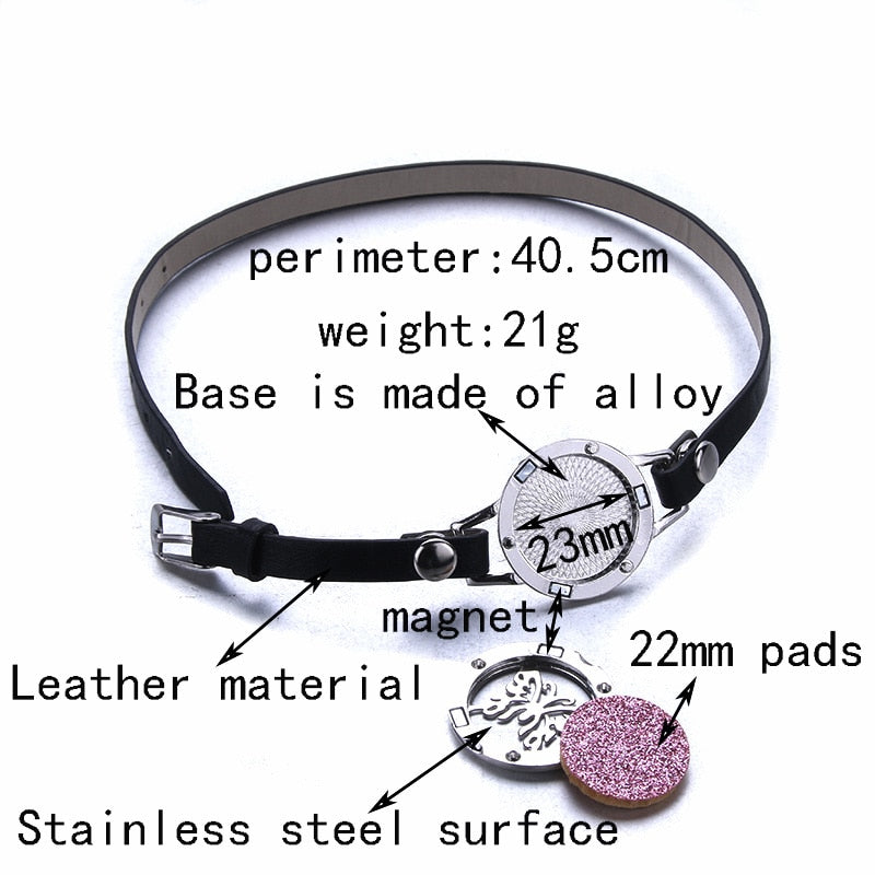 Oil Diffuser Locket Leather Bracelet