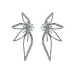 Exaggerated Crystal Geometric Flower Stud Earrings