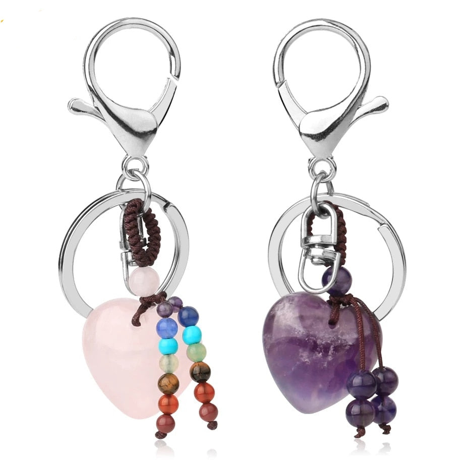  Pink Quartz Tiger Eye Keyring