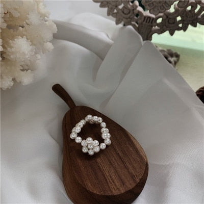 Handmade Braided Imitation Pearl Rings