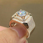 Luxurious Men's Rose Gold Natural Birthstone Crystal Finger Ring