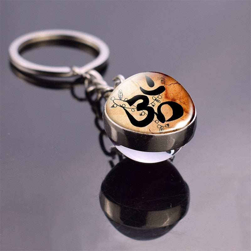 7 Chakra Yoga Meditation Glass Ball Key Chain