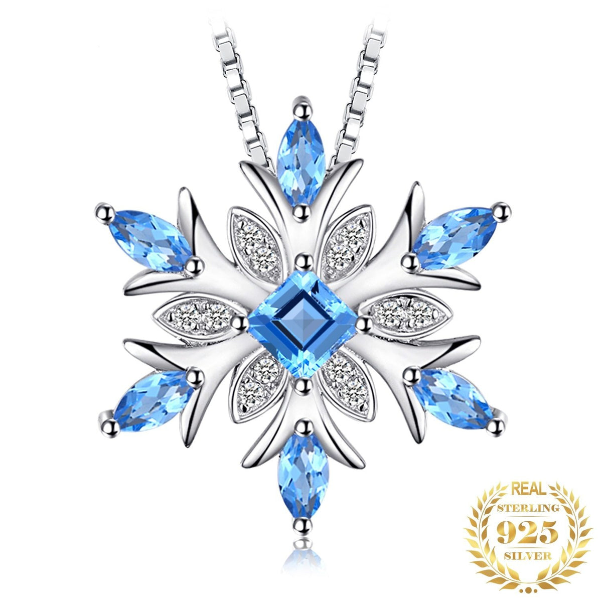 Snowflake Natural Topaz Pendant Necklace