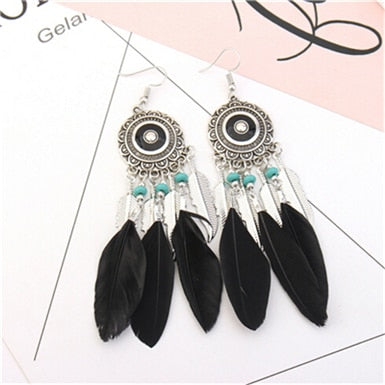 Feather Style Ethnic Boho Big Dangle Earring