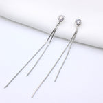 Long Crystal Tassel Gold Color Dangle Earrings