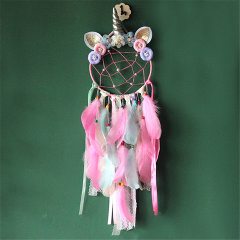 Indian Style Pink Unicorn Dreamcatcher Wind Chimes