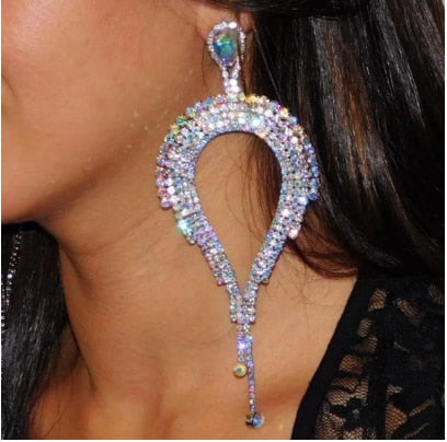 Exaggerated Crystal Geometric Flower Stud Earrings