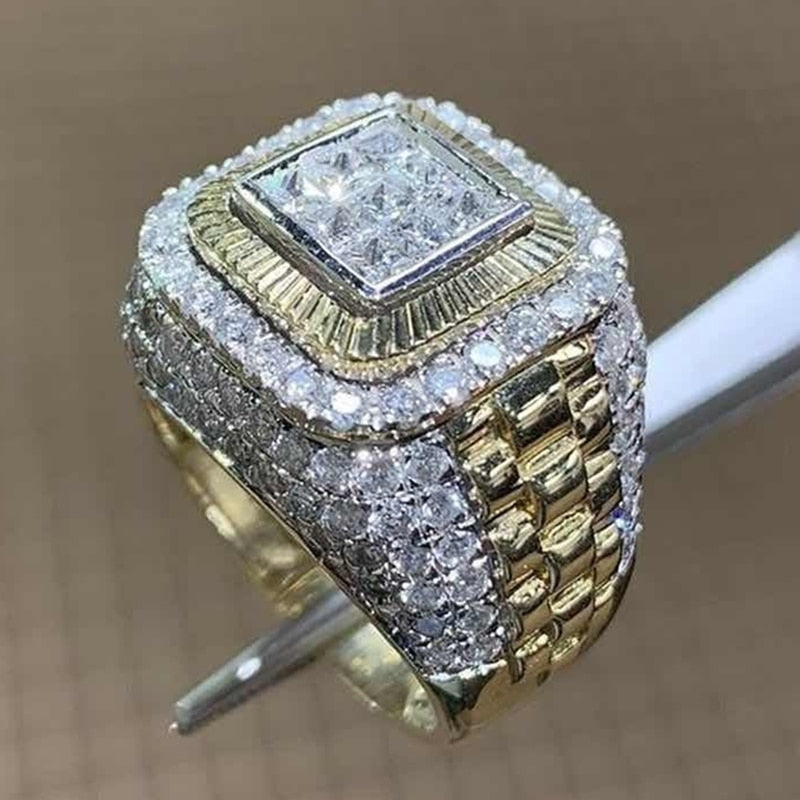 Gold 2.0 Carat White Crystal CZ Ring