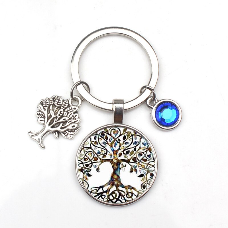 Crystal Stone Tree of Life Statement Keychain