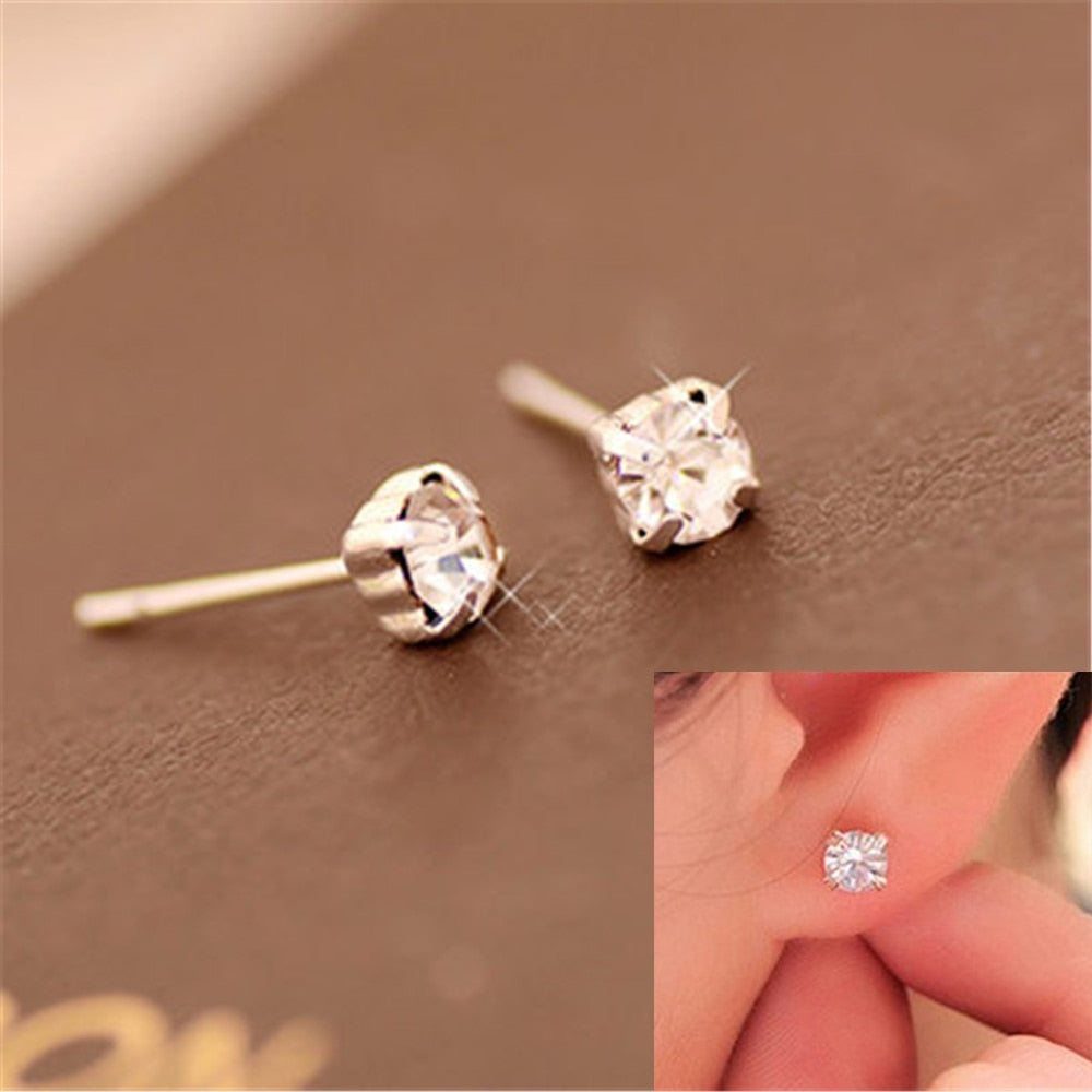 Luxury Gold Color Colorful Crystal Bow Stud Earrings
