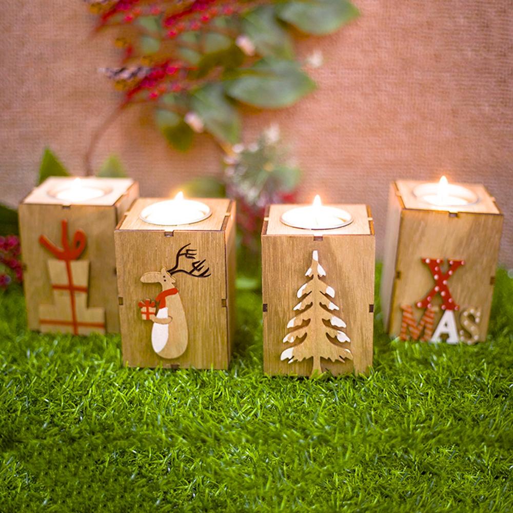 Wood Christmas Candlestick