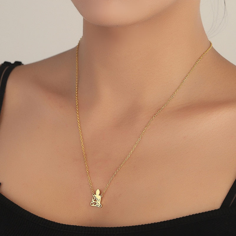 Stainless Steel Meditation Buddha Pendant Necklace